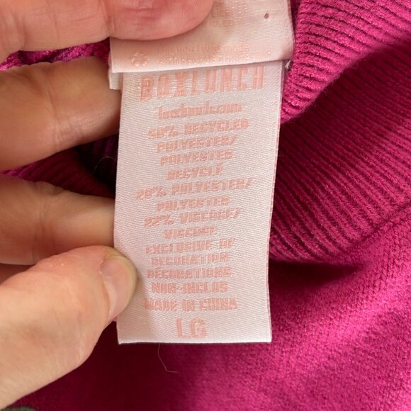 Hello Kitty & Friends Pink Embroidered Mushroom Floral Sweater LG Turtleneck - Picture 14 of 15